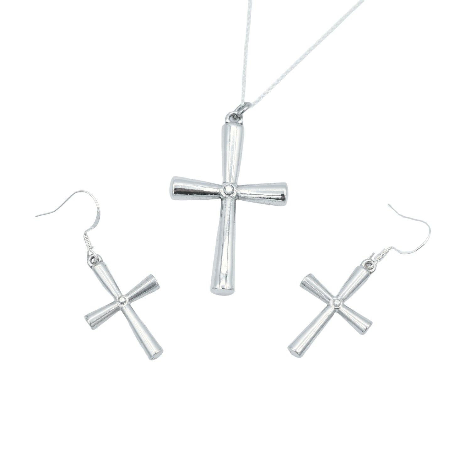 Tin Cross and Diamond Pendant and Matching Earrings - 10th Anniversary gift set