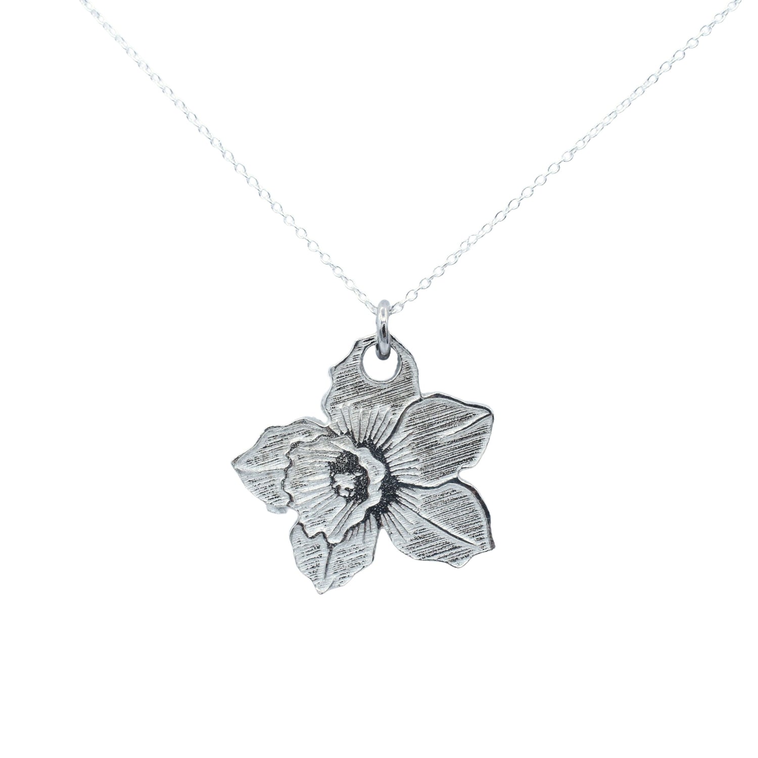 Tin Daffodil Pendant - 10th Anniversary pendant - Daffodil shaped