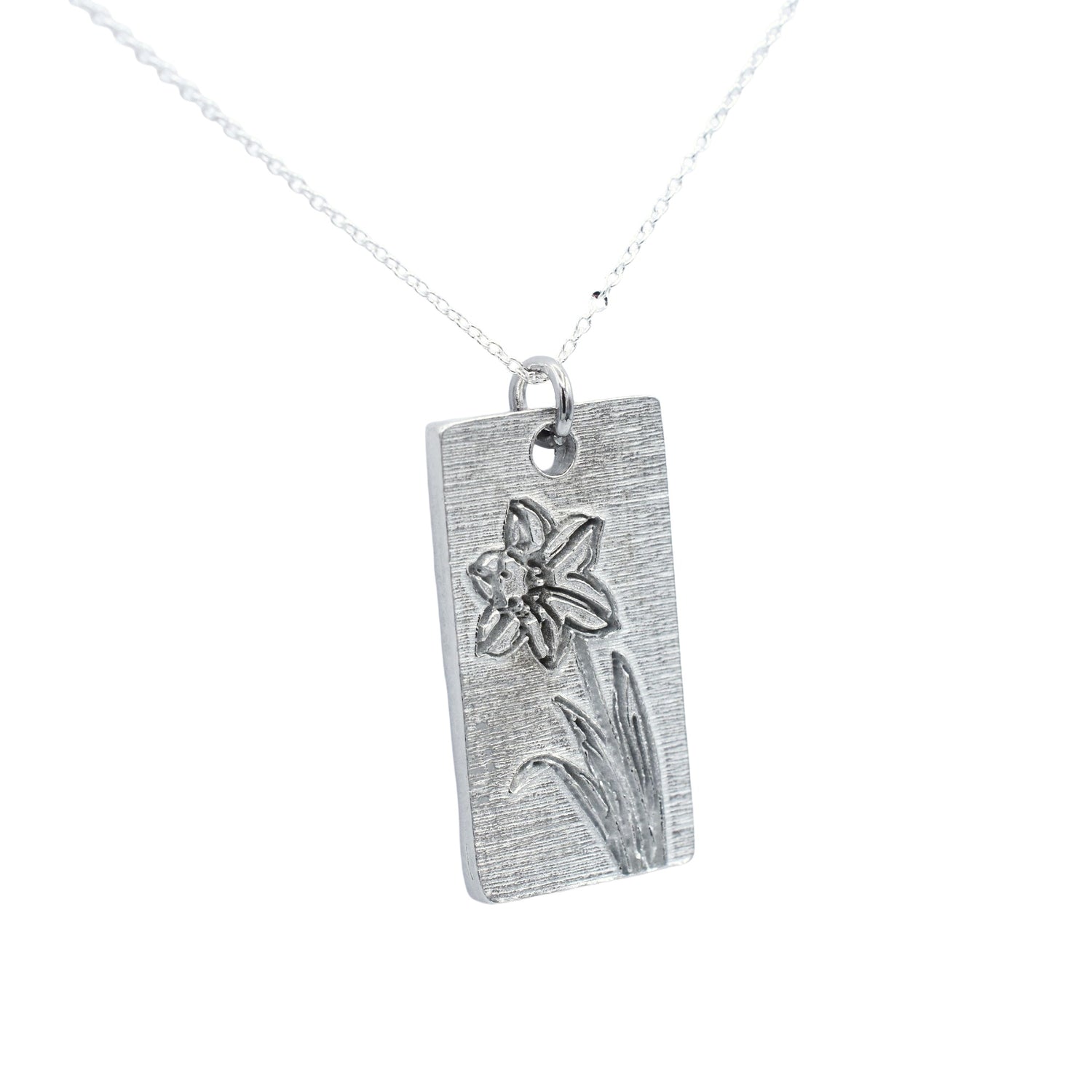 Tin Daffodil Pendant Rectangle - 10th Wedding Anniversary Daffodil Pendant