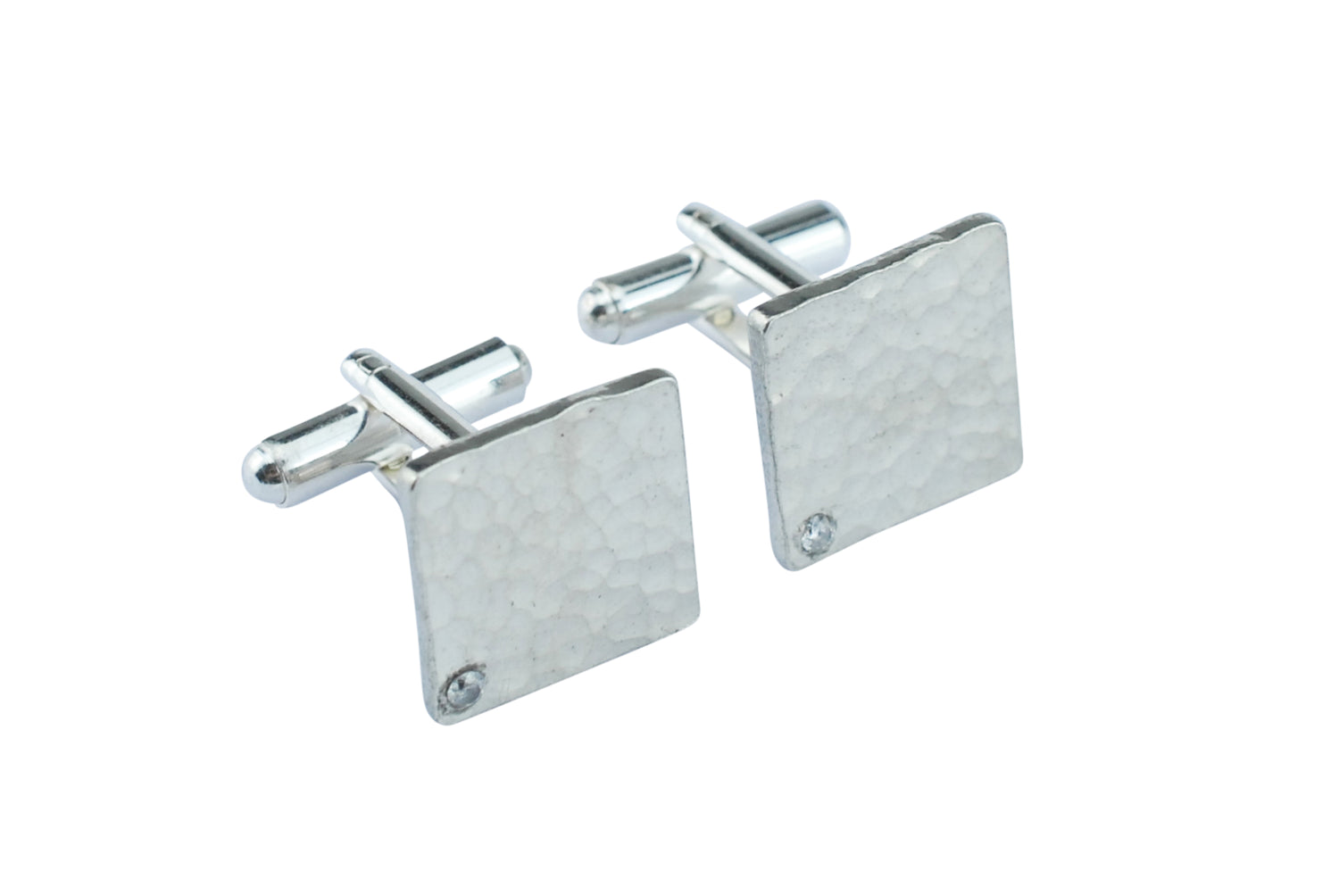 Tin Diamond Square Beaten Cufflinks