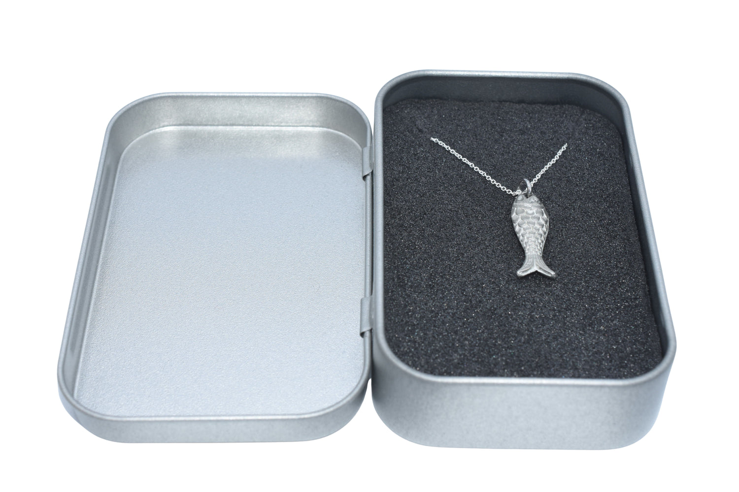 Tin Fish Pendant Necklace