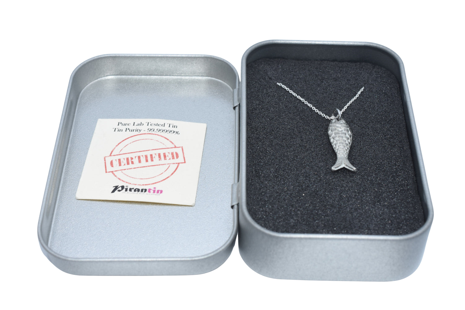 Tin Fish Pendant Necklace