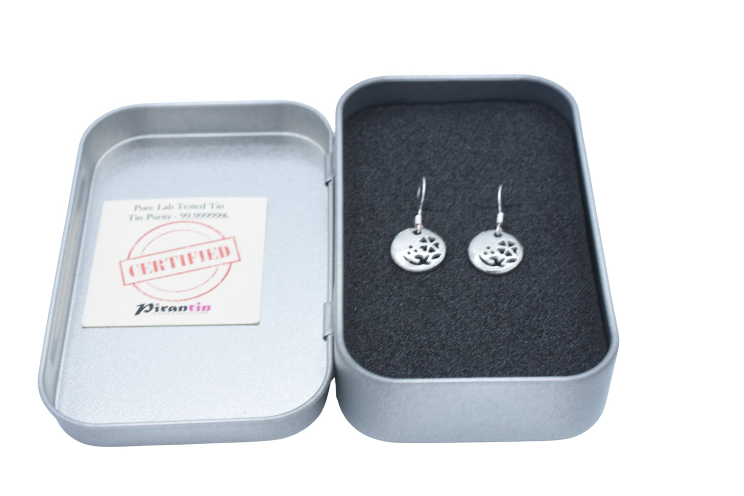 Tin Flower Circle Earrings