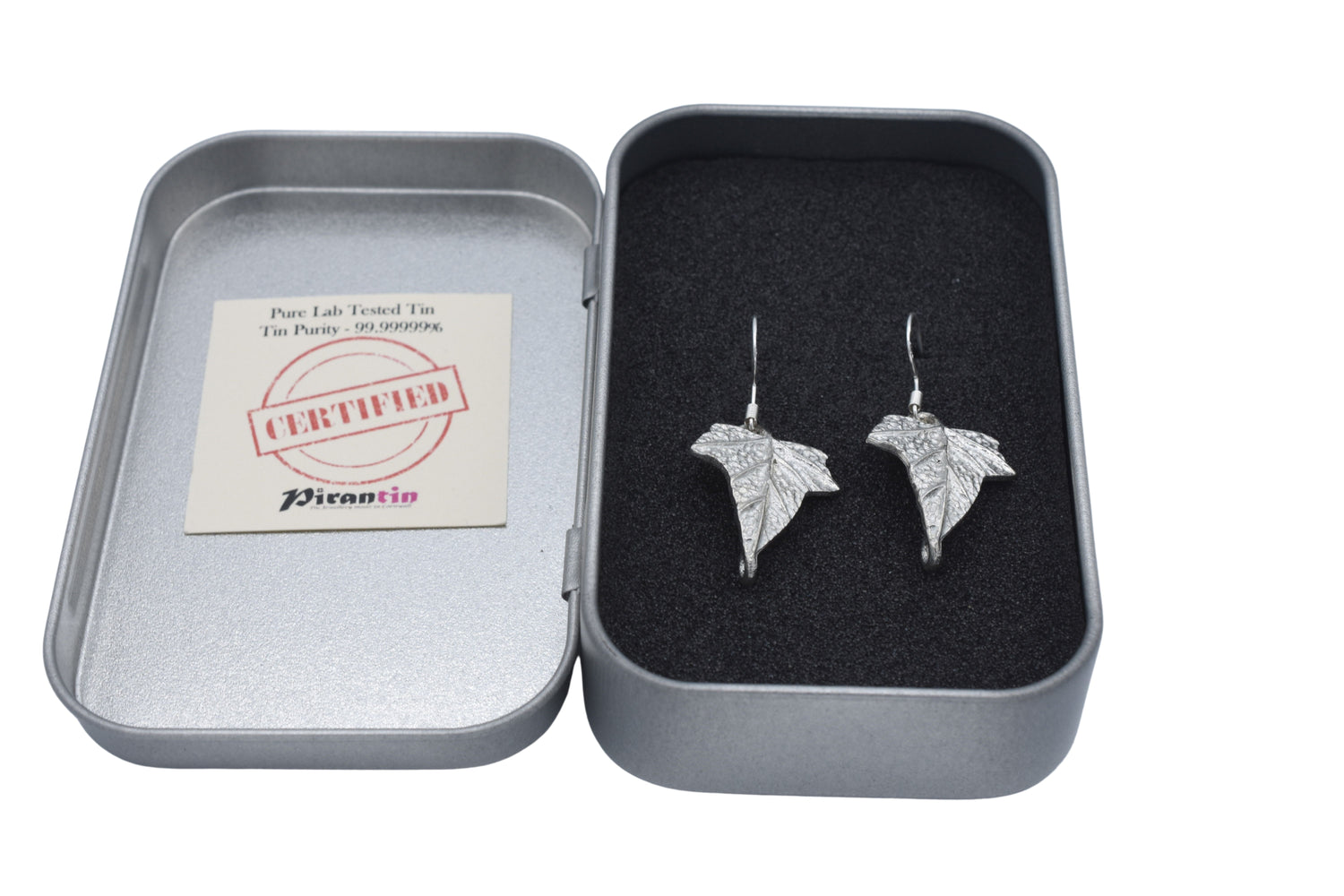 Tin Ivy Leaf Earrings - Tenth Wedding Anniversary earrings for her