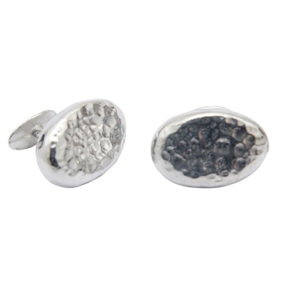 Tin Oval Beaten Cufflinks