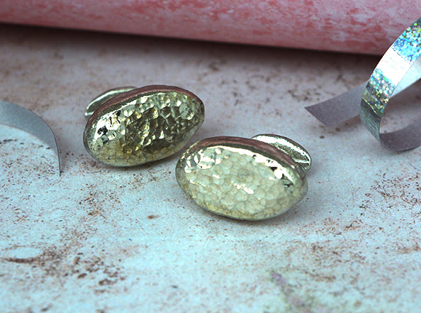 Tin Oval Beaten Cufflinks