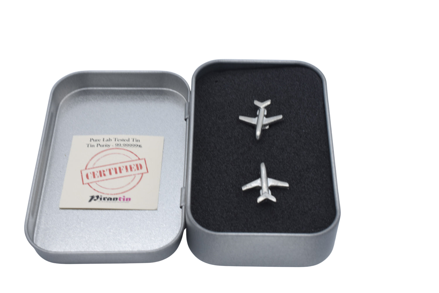 Tin Plane Cufflinks - flying into your 10th Wedding anniversary