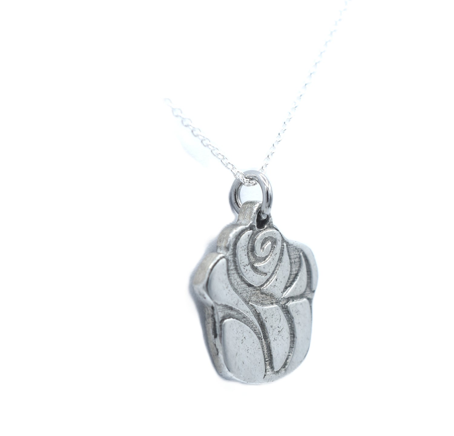 Tin Rose Pendant Necklace