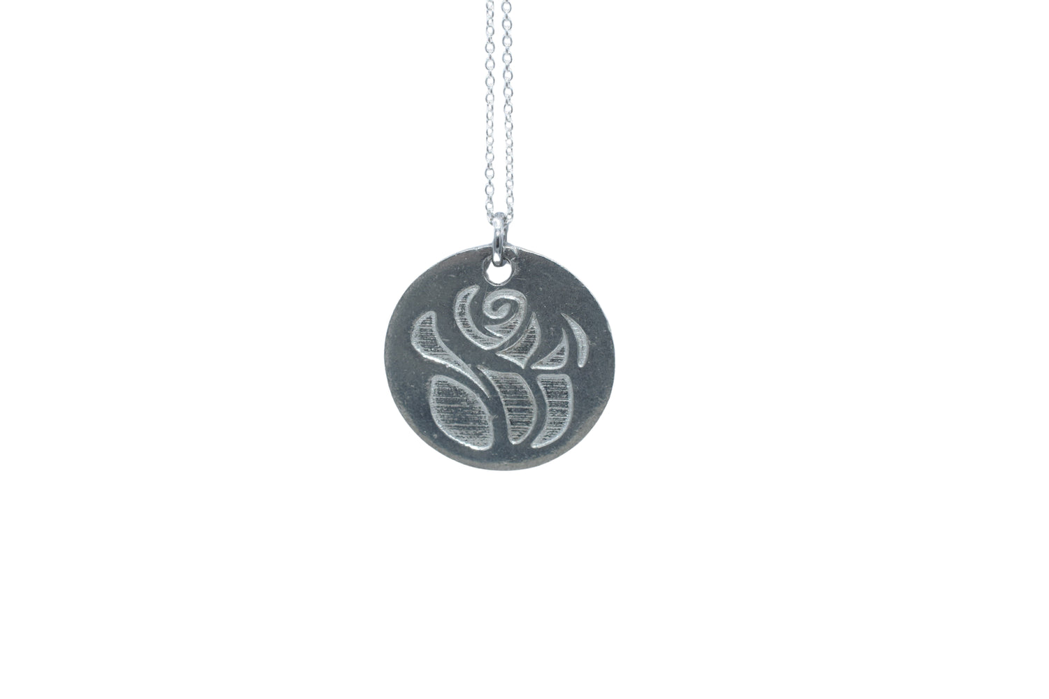 Tin Rose Pendant Necklace