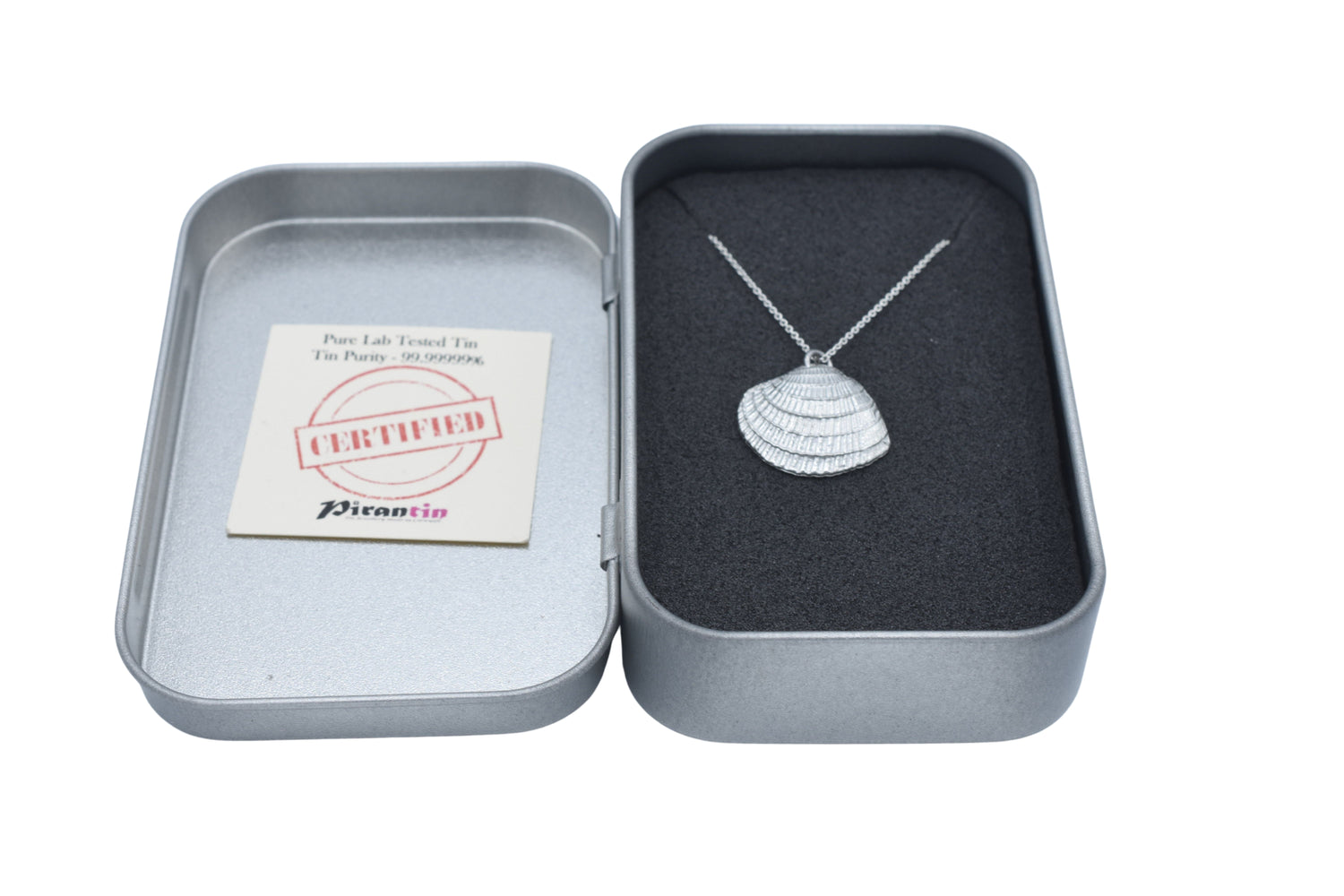 Tin Seashell Pendant Necklace