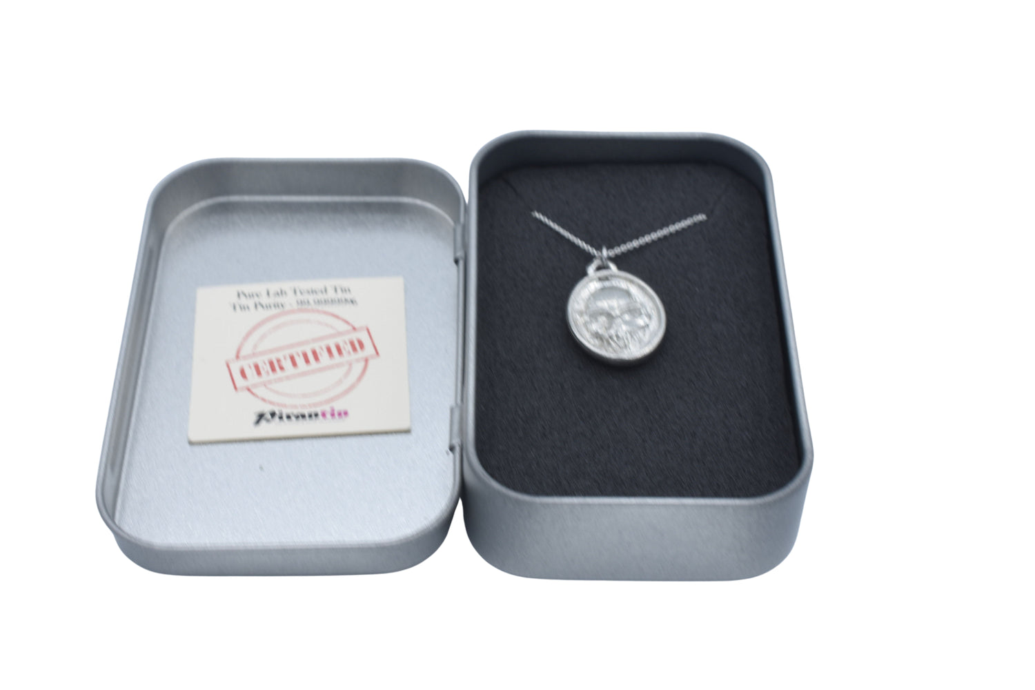 Tin Skull Coin Pendant Necklace