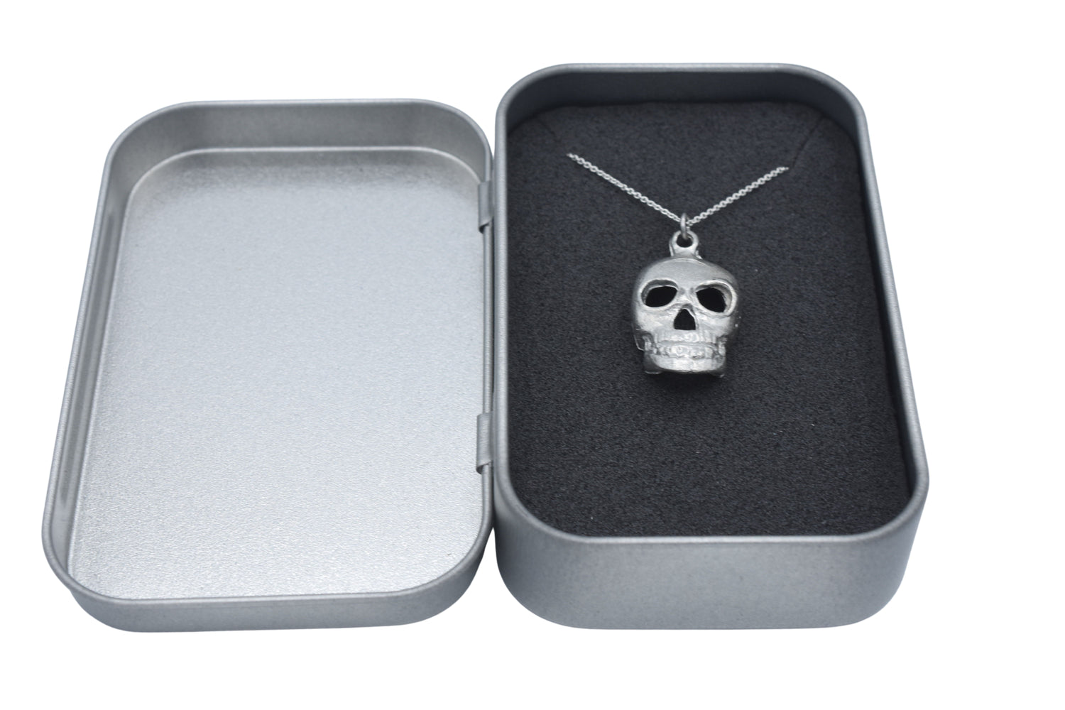 Tin Skull Pendant Necklace