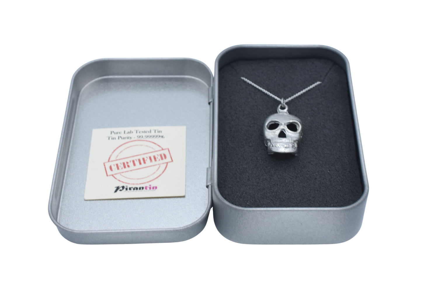 Tin Skull Pendant Necklace