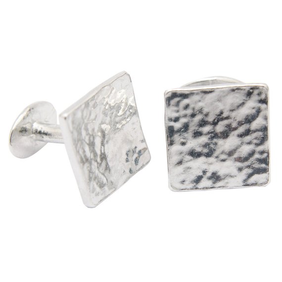 Tin Square Beaten Cufflinks