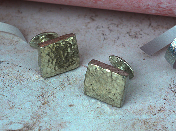 Tin Square Beaten Cufflinks