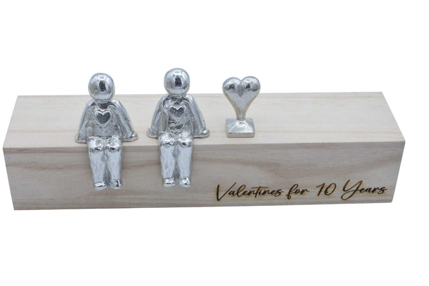 Valentines for 10 Years - Tin Sculpture Figurines 10th Anniversary Decoration