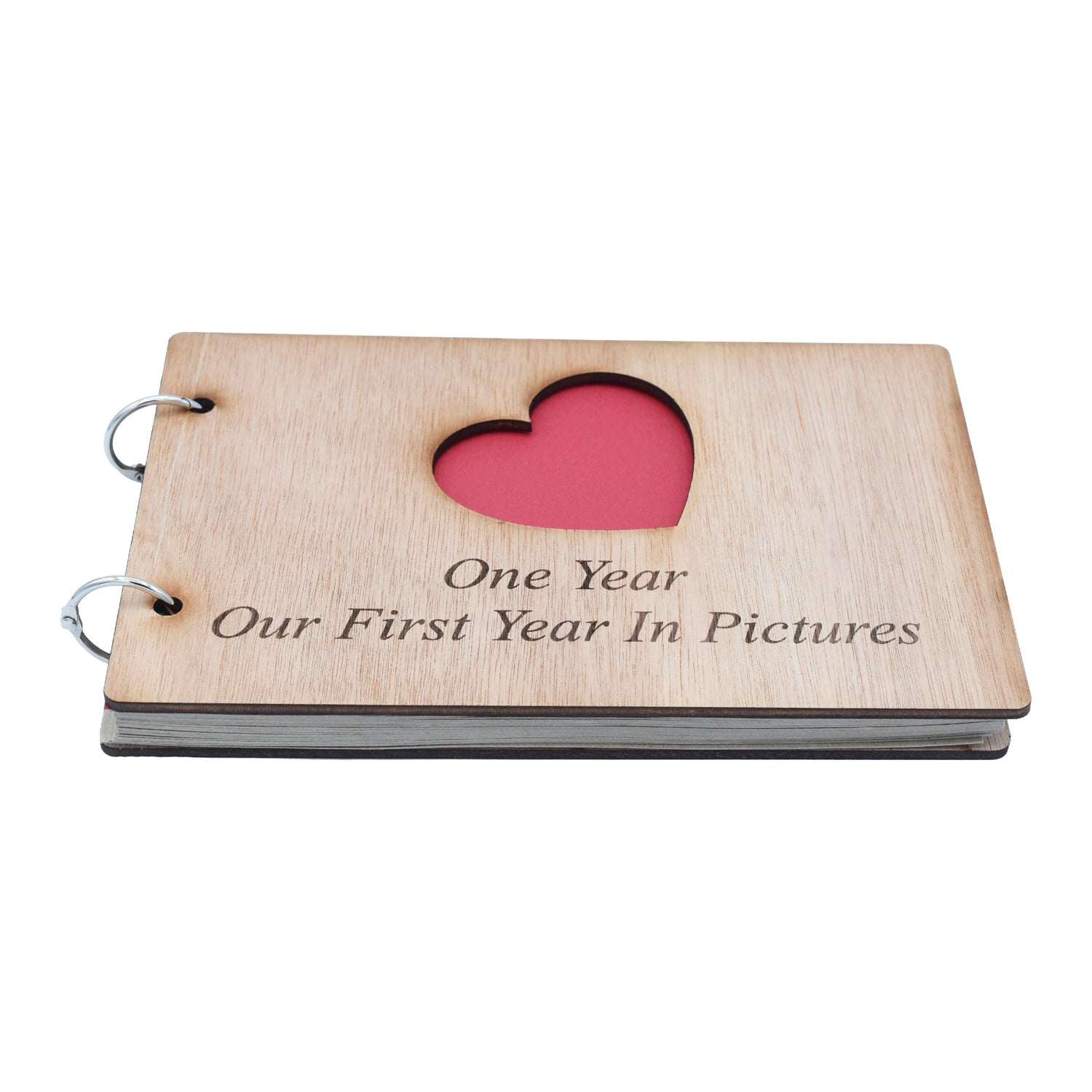 Anniversary Scrapbook Engraved With '*Your Year 1-50* Year(s), Our *1st-50th* Year In Pictures'
