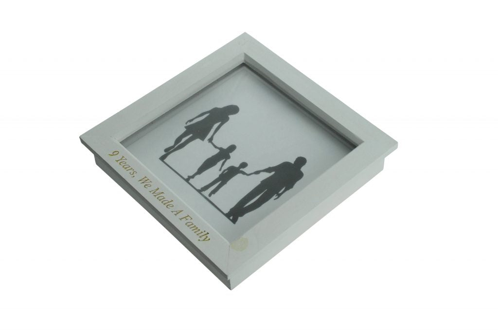 9 Years We Made A Family White Wooden Frame