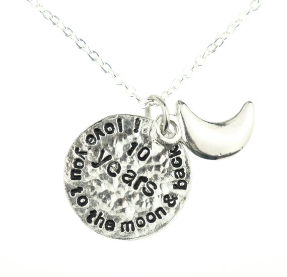 10th Anniversary 100% Pure Tin Moon Necklace