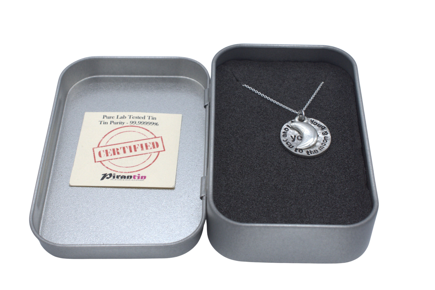 10th Anniversary 100% Pure Tin Moon Necklace