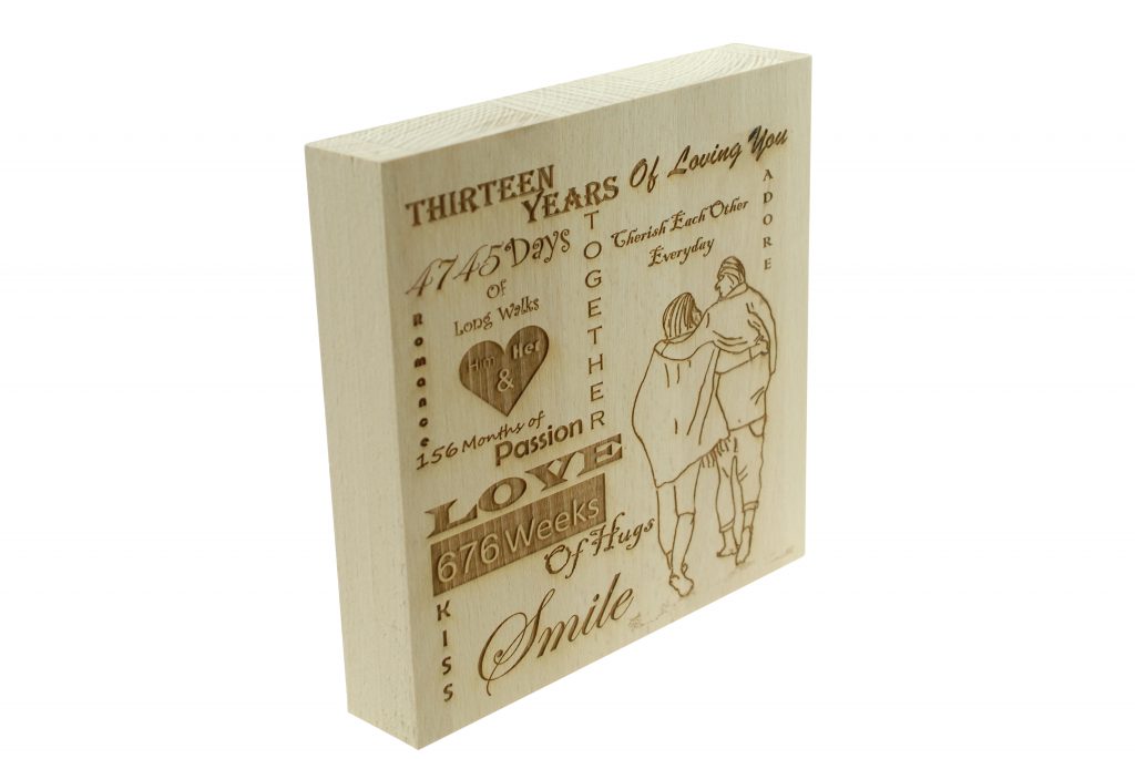 13 Years of Loving You Wooden Block