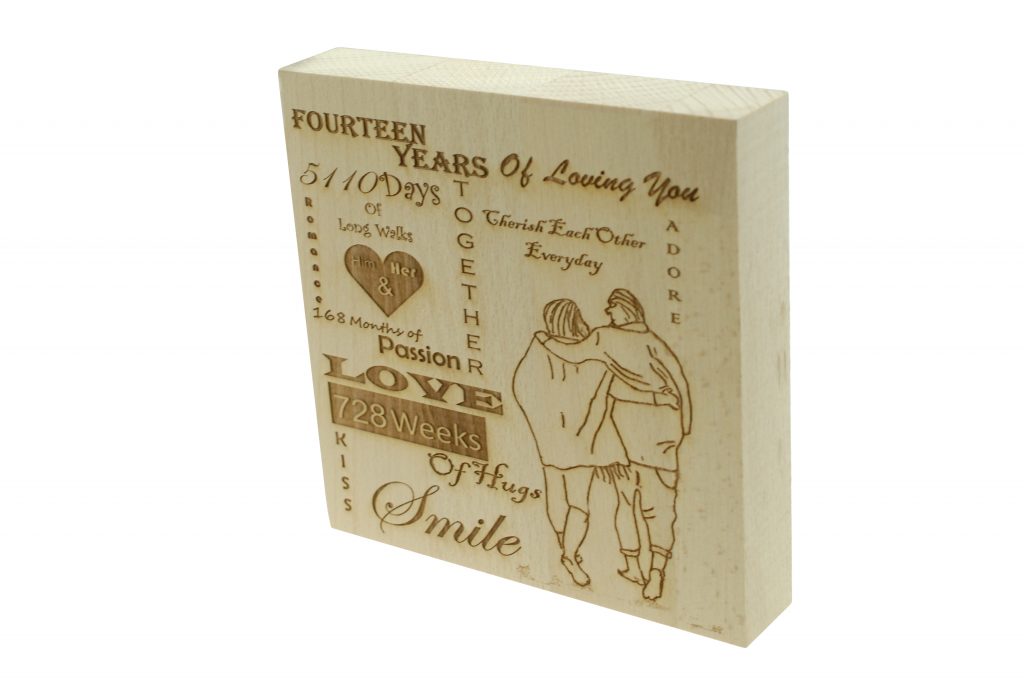 14 Years of Loving You Wooden Block