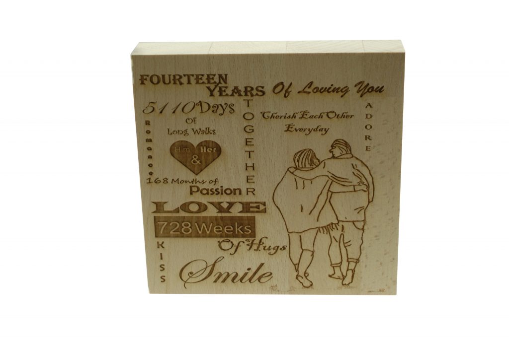 14 Years of Loving You Wooden Block