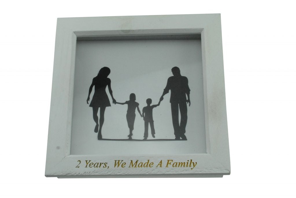2 Years We Made A Family White Wooden Frame