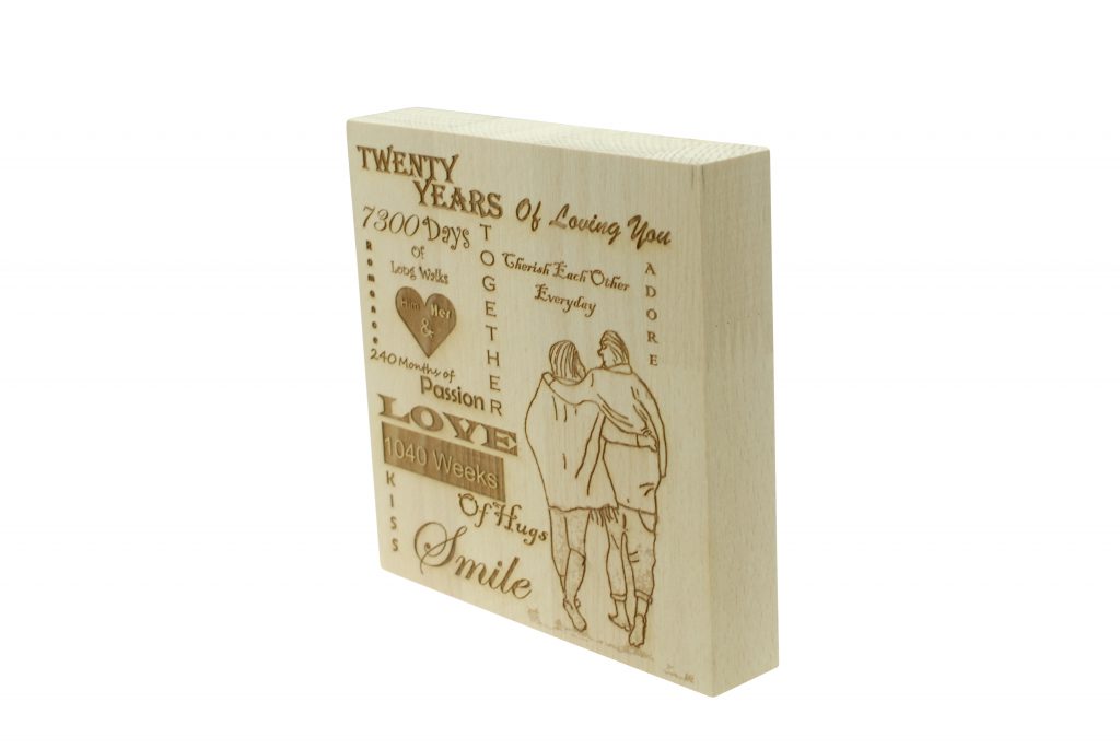 20 Years of Loving You Wooden Block