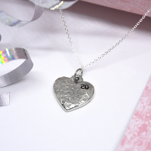 20th Anniversary Stamped Heart Necklace