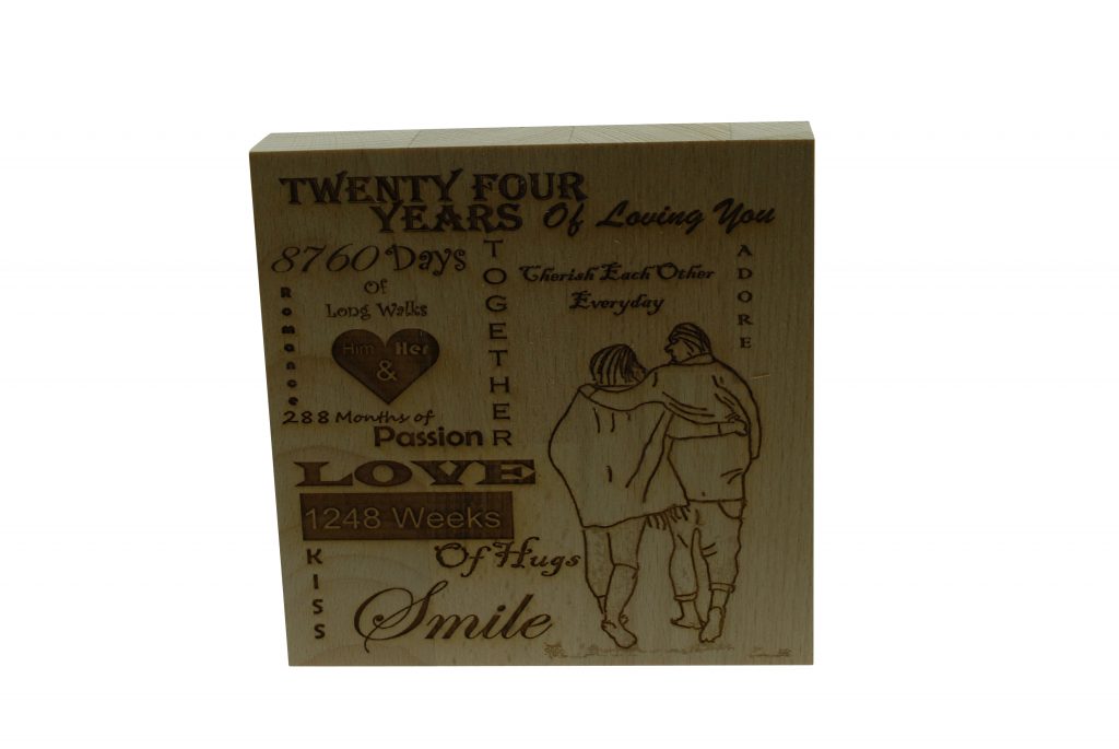24 Years of Loving You Wooden Block