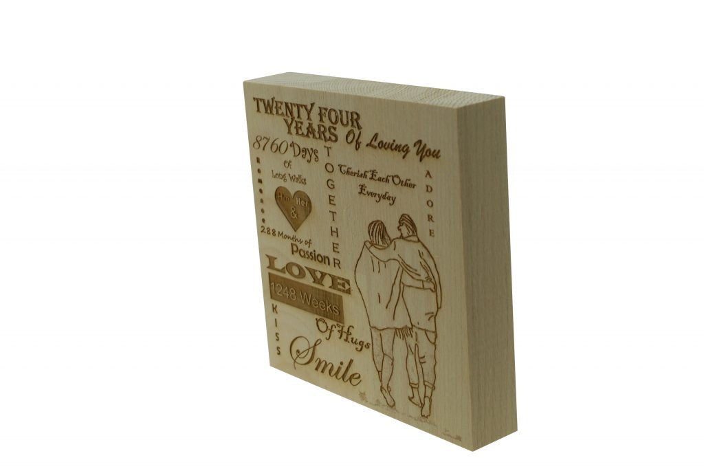 24 Years of Loving You Wooden Block