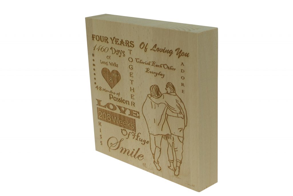 4 Years of Loving You Wooden Block