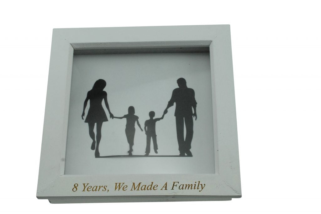 8 Years We Made A Family White Wooden Frame
