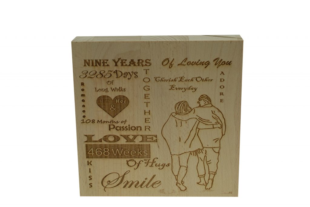 9 Years of Loving You Wooden Block
