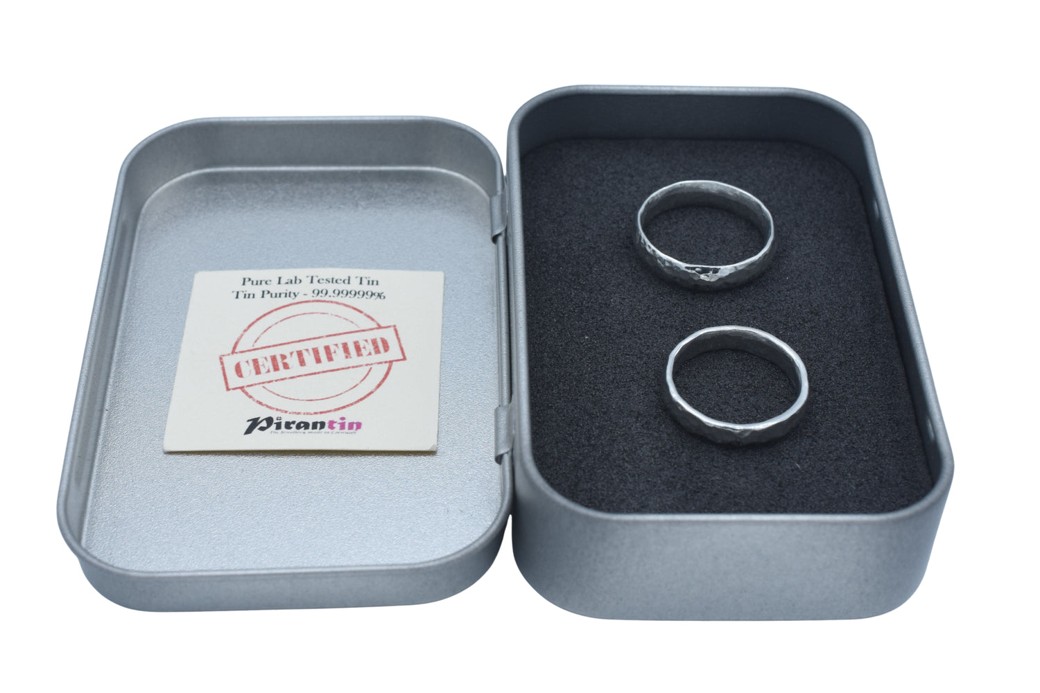 Beaten Tin Matching Rings - Mens and Ladies