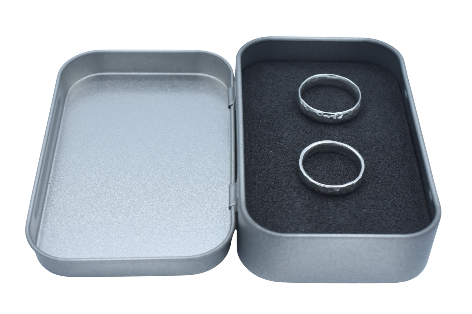 Beaten Tin Matching Rings - Mens and Ladies