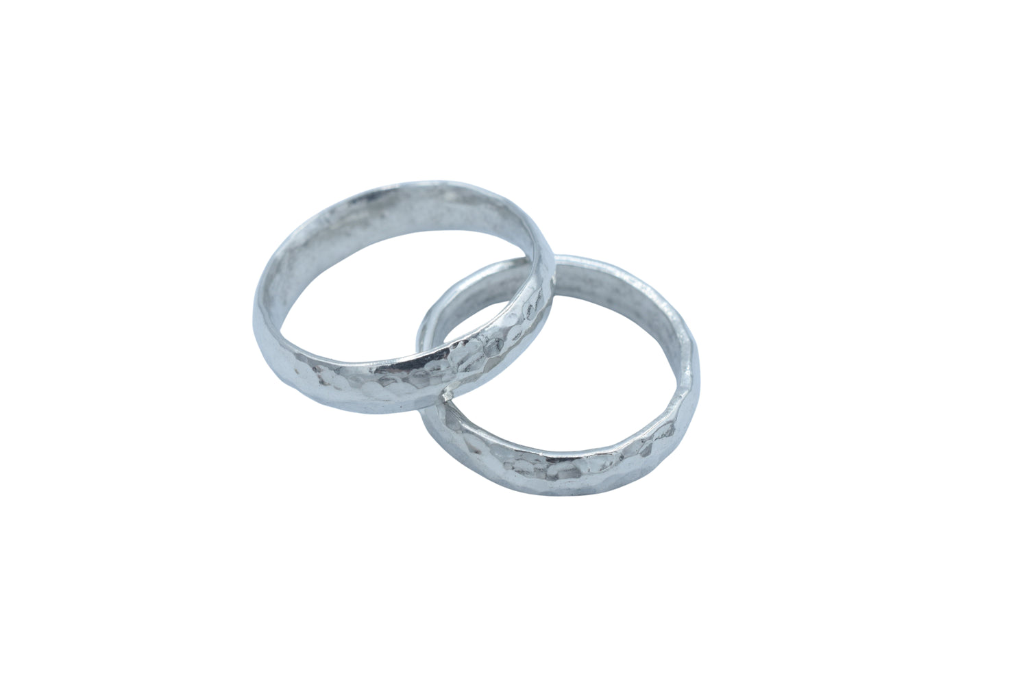 Beaten Tin Matching Rings - Mens and Ladies