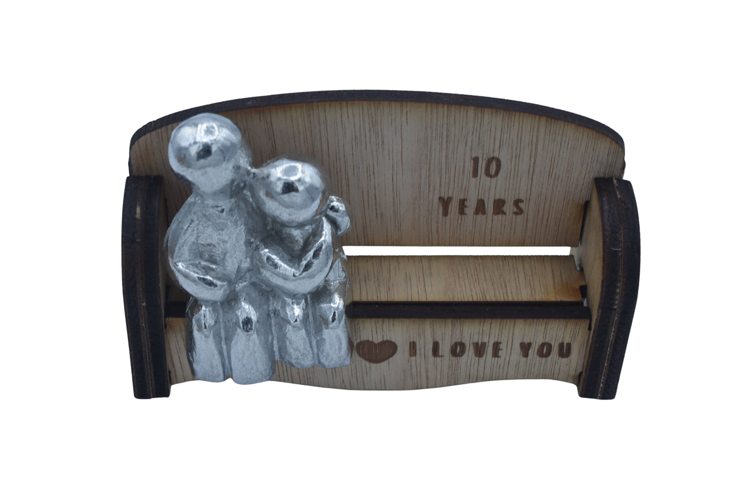 I Love You - Cuddling Couple Wooden Sofa – 10 Year Anniversary Gift