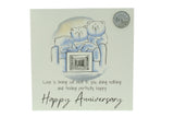 Cute 10th Anniversary Card, Relaxed Bears – With A Metal 10th Anniversary Love Token Gift