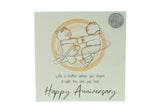 Cute 10th Wedding Anniversary Card, Dancing Bears – With A Metal 10th Anniversary Love Token Gift