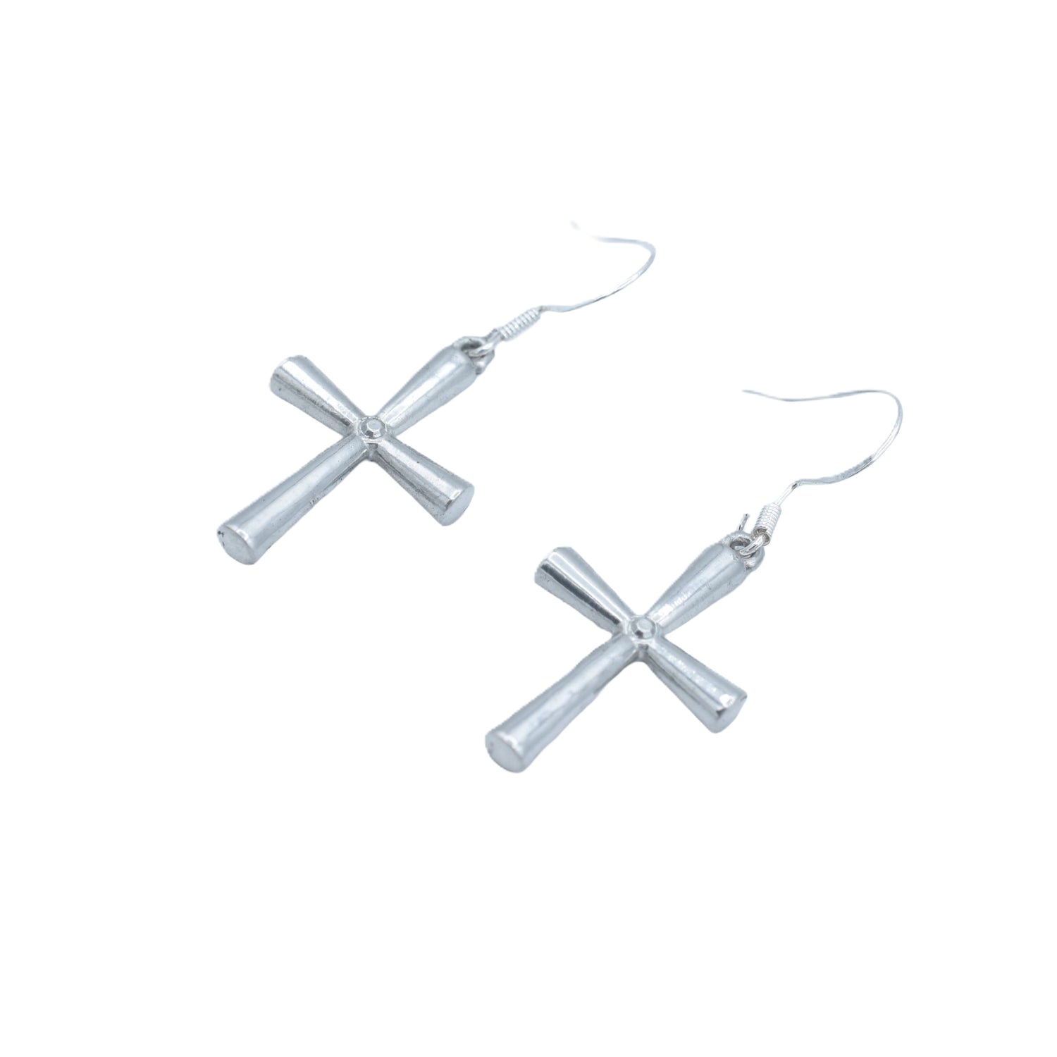 Delicate Tin Cross earrings - 10th anniversary wedding gift
