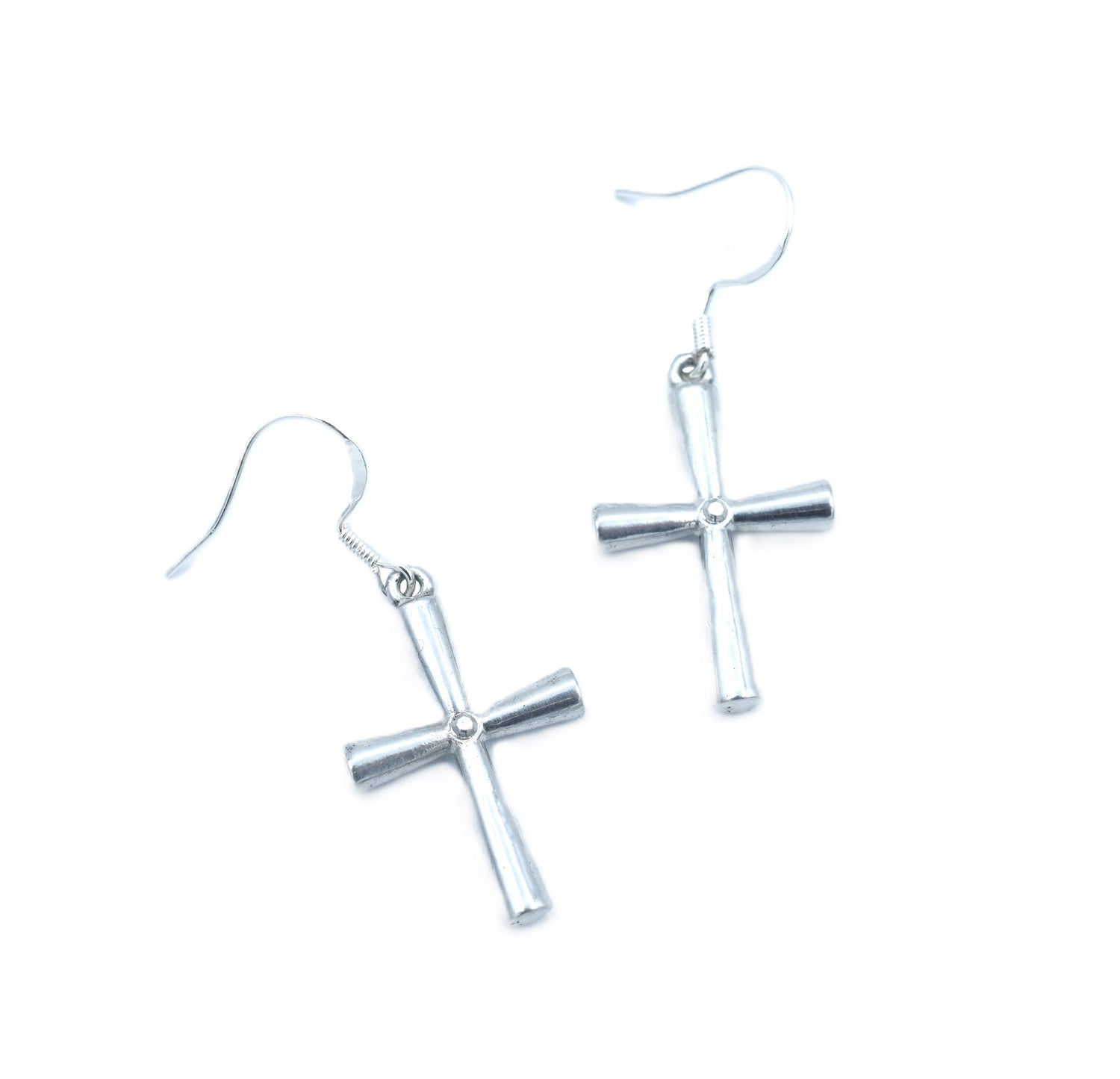 Delicate Tin Cross earrings - 10th anniversary wedding gift