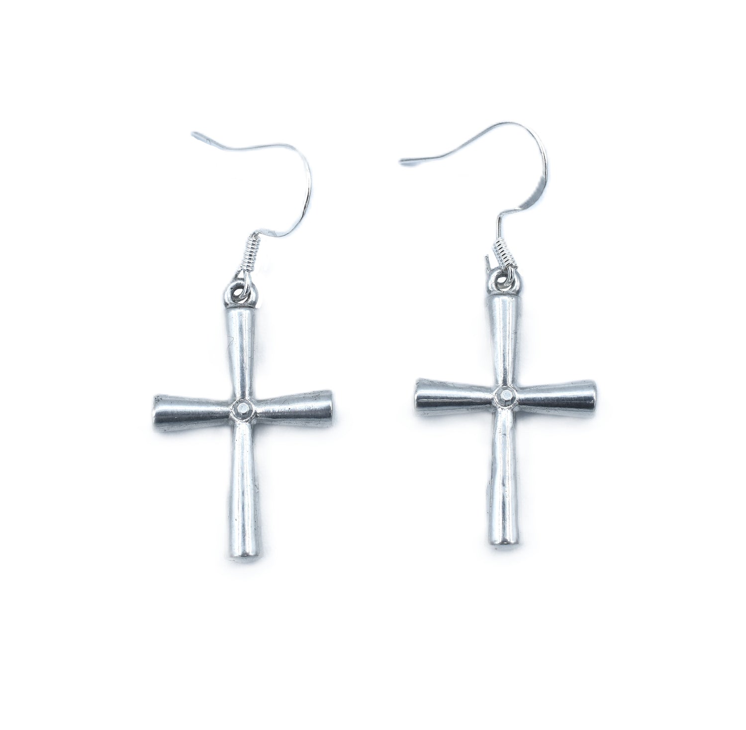 Delicate Tin Cross earrings - 10th anniversary wedding gift