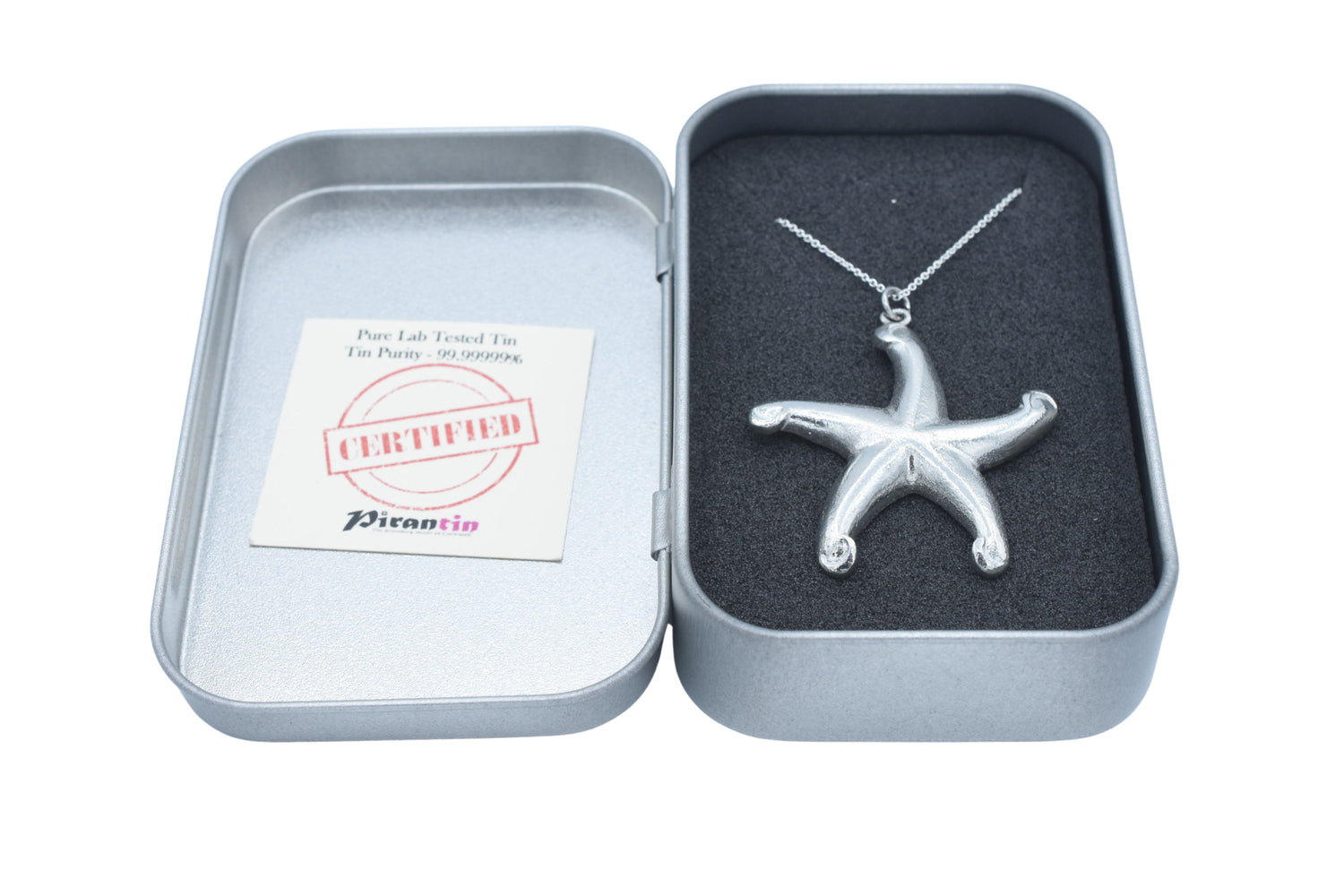 Large Starfish Tin Pendant Necklace