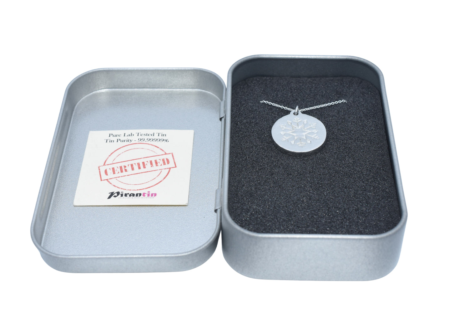 Snowflake Tin Pendant Necklace