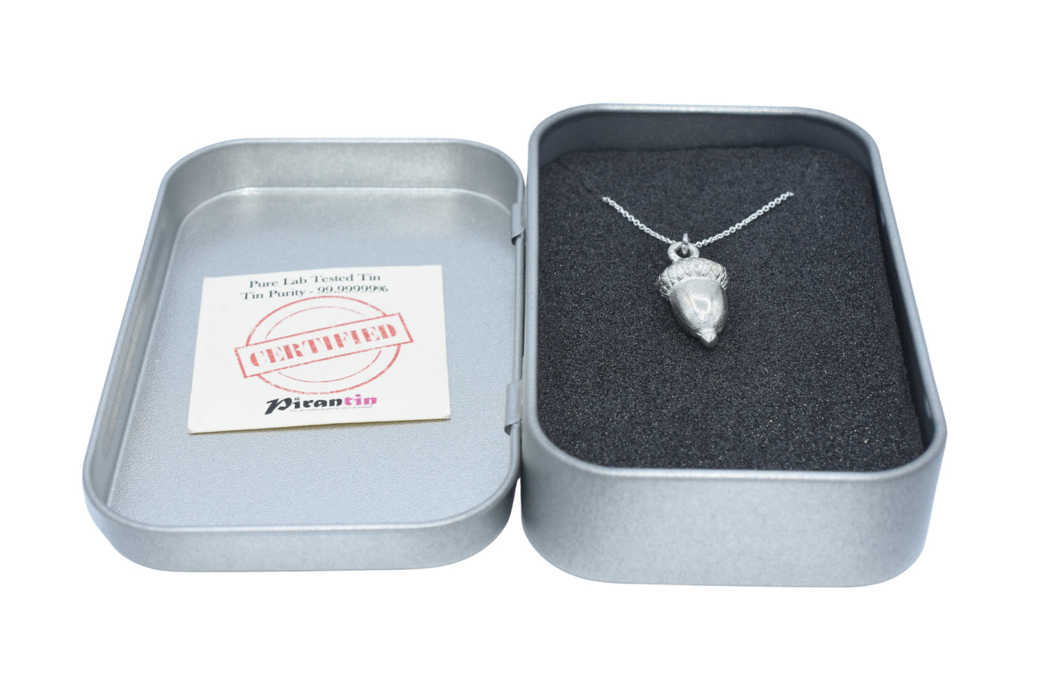 Tin Acorn Pendant Necklace