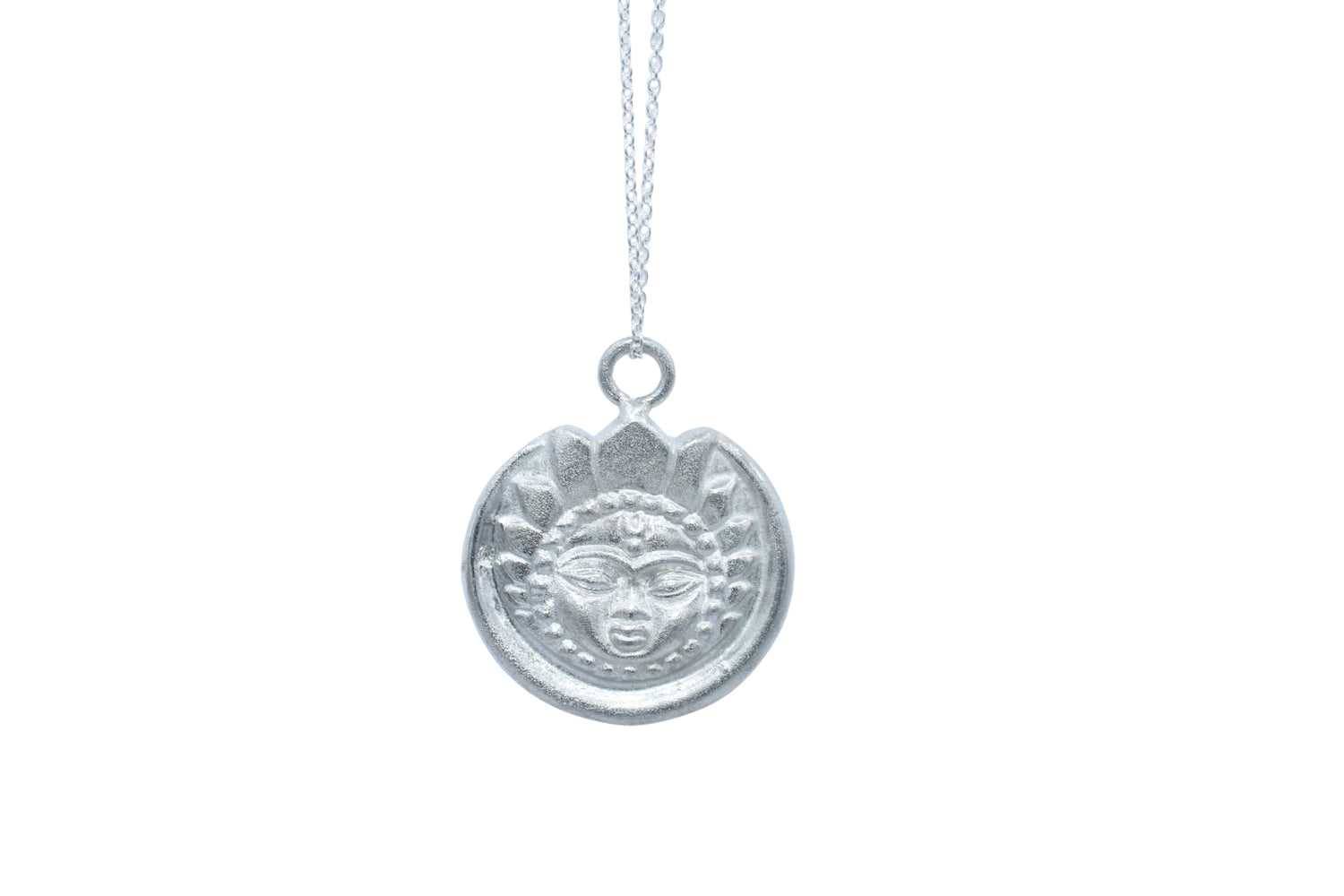 Tin Aztec Styled Face Pendant Necklace