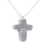 Tin Beaten Cross Necklace
