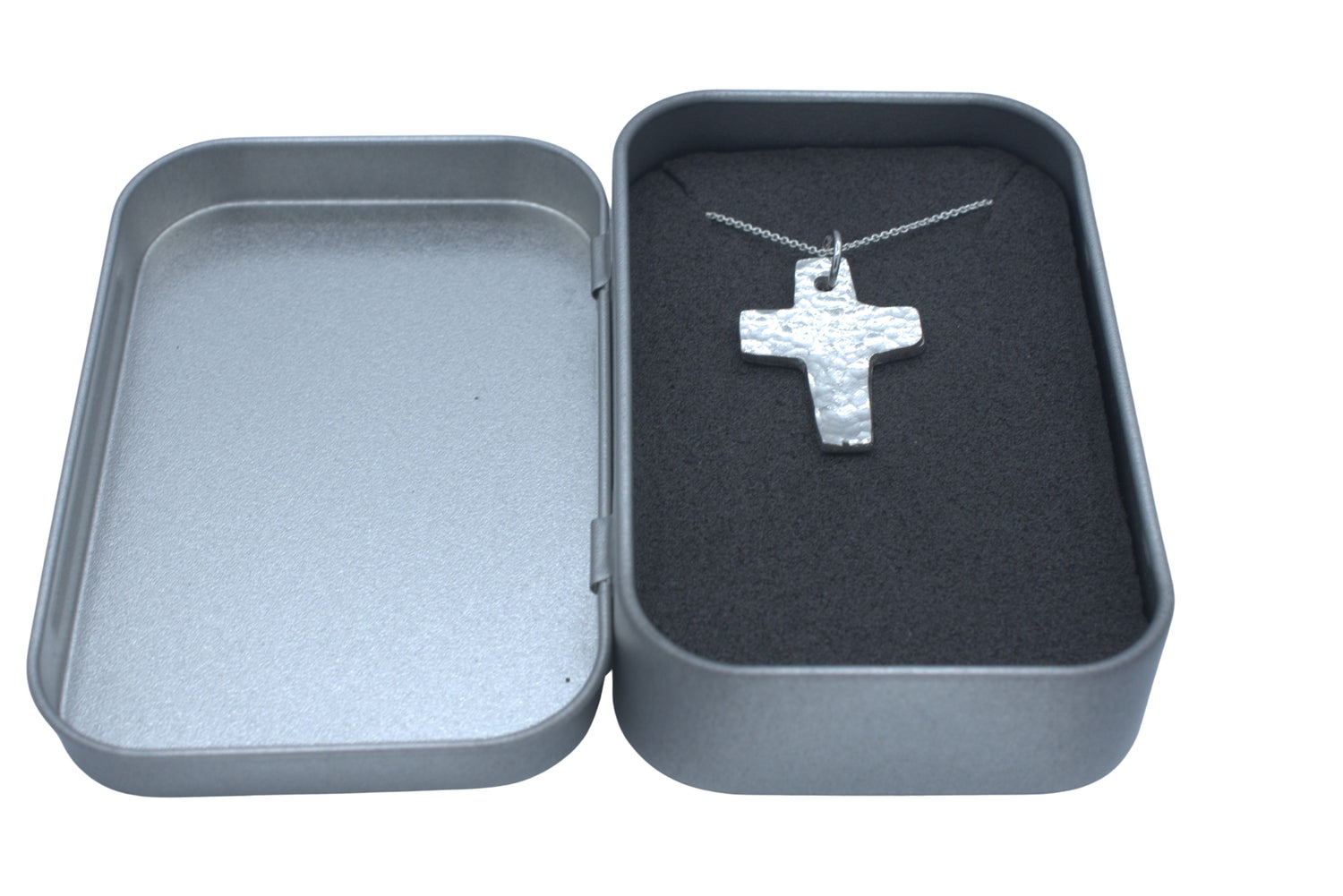 Tin Beaten Cross Necklace